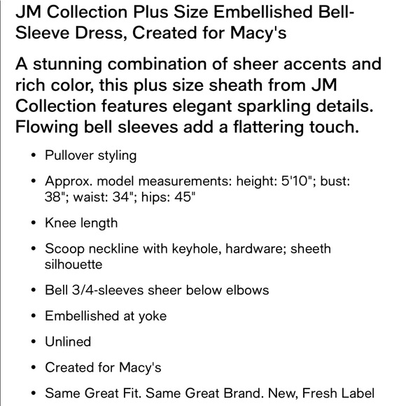 JM Collection Embellished Bell-Sleeve Dress - Picture 4 of 13